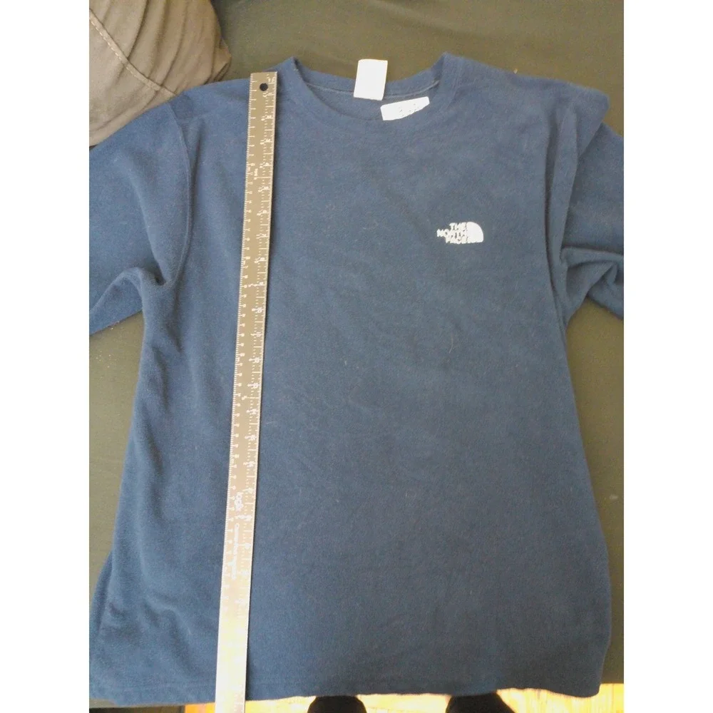 The North Face Fleece Pullover Men L Navy Blue Excellent Embroidered Logo Crew